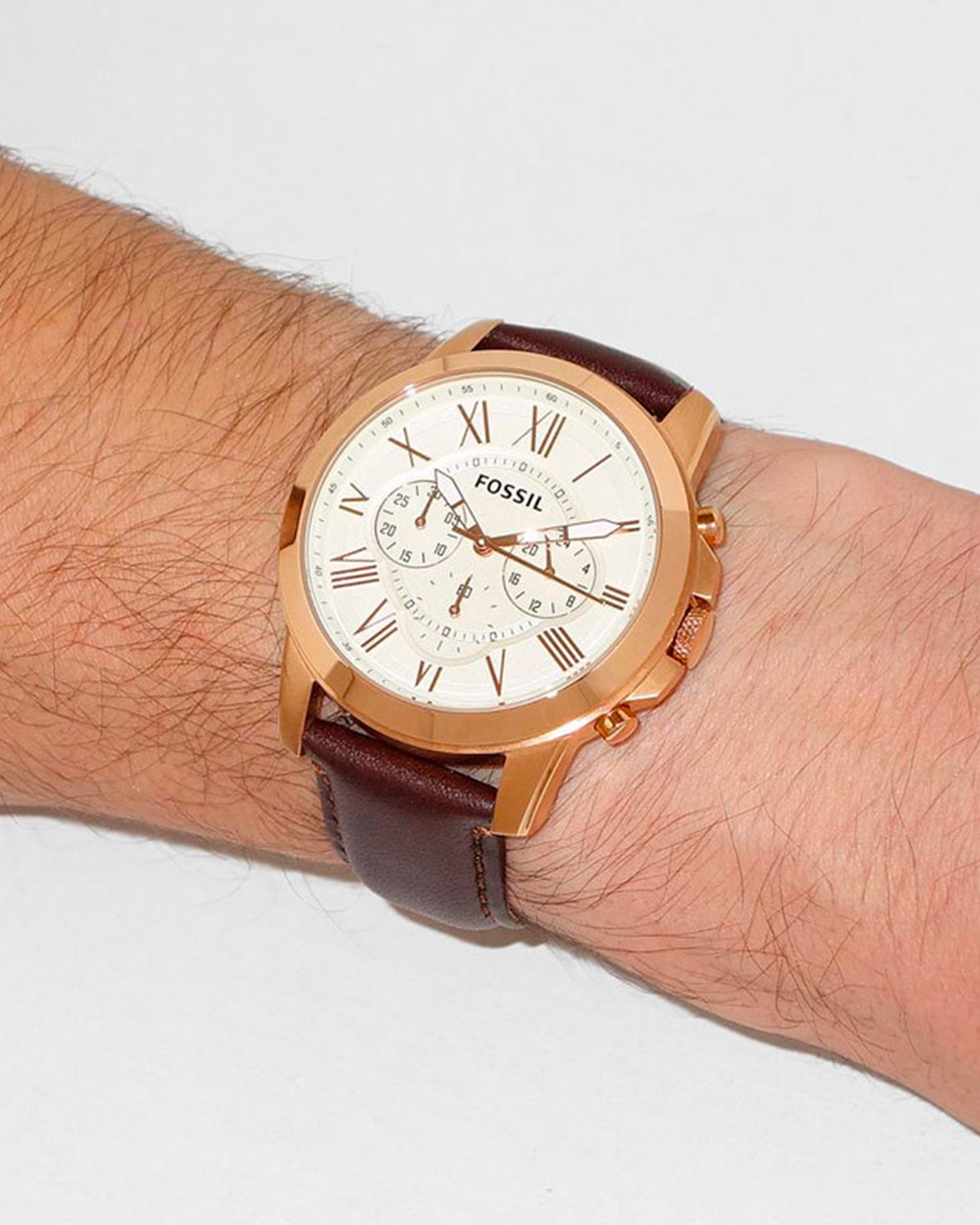 Fossil Grant Brown Leather Strap Men's Watch - FS4991